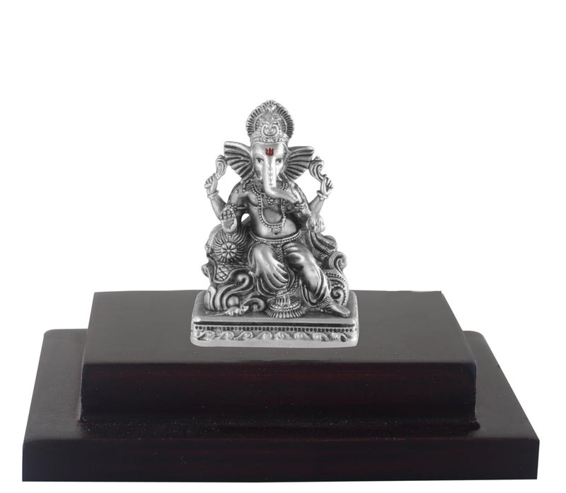 PRD CARATCAFE Silver Ganesha Idol for Car/Home/Office Pure 925 Solid Chandi Metal Idol of Ganesha with Big Ears & Pat. Antique Look Gift for All Occasions & Festivals - Image 5
