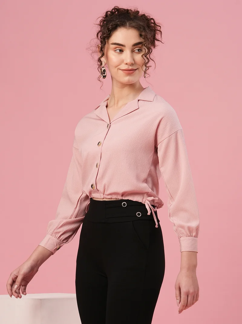 globus Women Lapel Collar Shirt Style Top