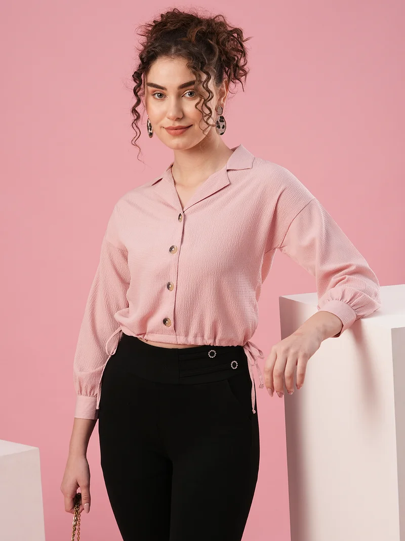 globus Women Lapel Collar Shirt Style Top
