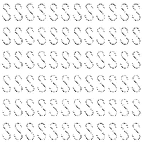 Shapenty Mini Stainless Steel S Shaped Wire Hanger Ornament Hook Connector for DIY Craft Necklace Earrings Jewelry Hanging, Key Chain Name Tags and Birthday Calendar Boards, 0.55 x 0.24 Inch, 100PCS - Image 1