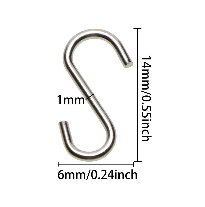 Shapenty Mini Stainless Steel S Shaped Wire Hanger Ornament Hook Connector for DIY Craft Necklace Earrings Jewelry Hanging, Key Chain Name Tags and Birthday Calendar Boards, 0.55 x 0.24 Inch, 100PCS - Image 2