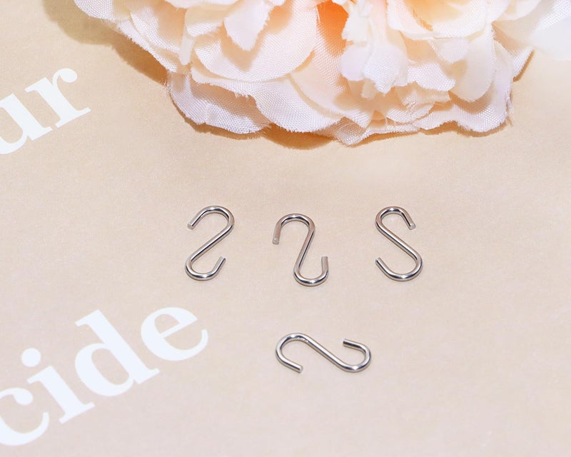 Shapenty Mini Stainless Steel S Shaped Wire Hanger Ornament Hook Connector for DIY Craft Necklace Earrings Jewelry Hanging, Key Chain Name Tags and Birthday Calendar Boards, 0.55 x 0.24 Inch, 100PCS - Image 3