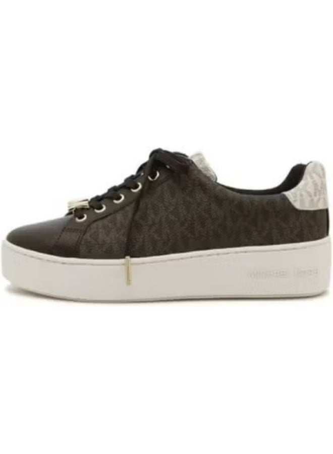 Michael Kors Women’s Poppy Brown Sneakers – Color-Block Logo, Size 8 - Image 1