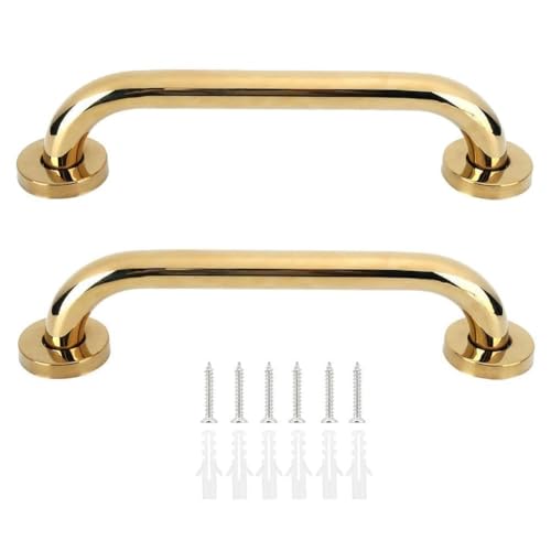 Beufee 2PCS Grab Bars for Shower, Shower Bars Safety 12 Inch Stainless Steel Bath Handle Bathroom Balance Bar Bathroom Tub Toilet Handrail Grab Shower Handle Tower Rack Brass Shower Grabs for Elderly - Image 1