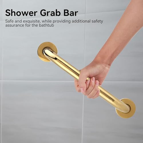 Beufee 2PCS Grab Bars for Shower, Shower Bars Safety 12 Inch Stainless Steel Bath Handle Bathroom Balance Bar Bathroom Tub Toilet Handrail Grab Shower Handle Tower Rack Brass Shower Grabs for Elderly - Image 3