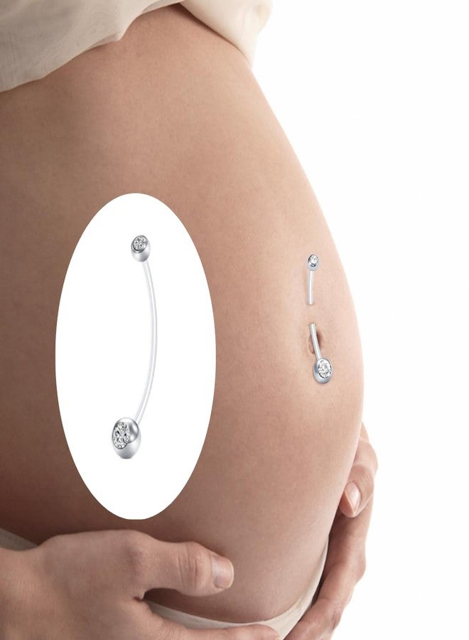 FECTAS Pregnancy Belly Button Rings 9pcs 32&35&38mm Long Bar Plastic for Pregnant Women Clear Belly Button Ring Clear Flexible Bioplast Navel Piercing Retainer - Image 4