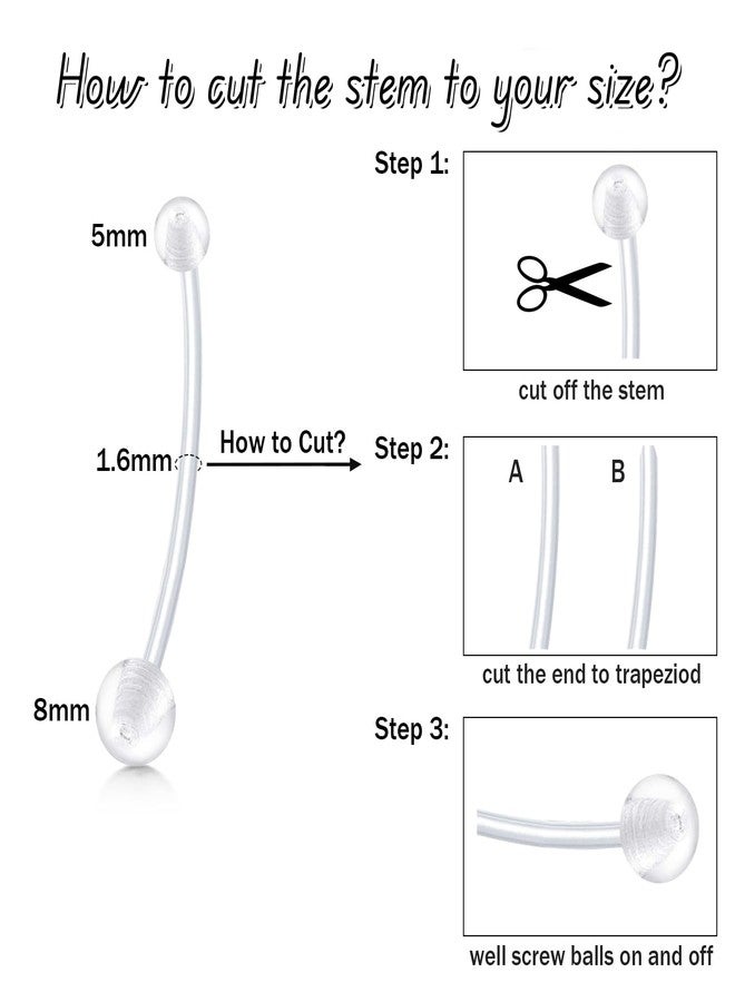 FECTAS Pregnancy Belly Button Rings 9pcs 32&35&38mm Long Bar Plastic for Pregnant Women Clear Belly Button Ring Clear Flexible Bioplast Navel Piercing Retainer - Image 3