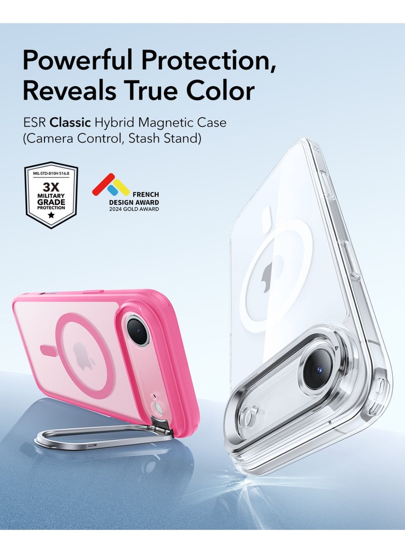 ESR for iPhone Air Case with Stash Stand, Camera Control Cover Compatible with MagSafe, Military-Grade Drop Protection Magnetic Phone Case for iPhone 17 Air, Scratch-Resistant Back Cover pink - Image 2