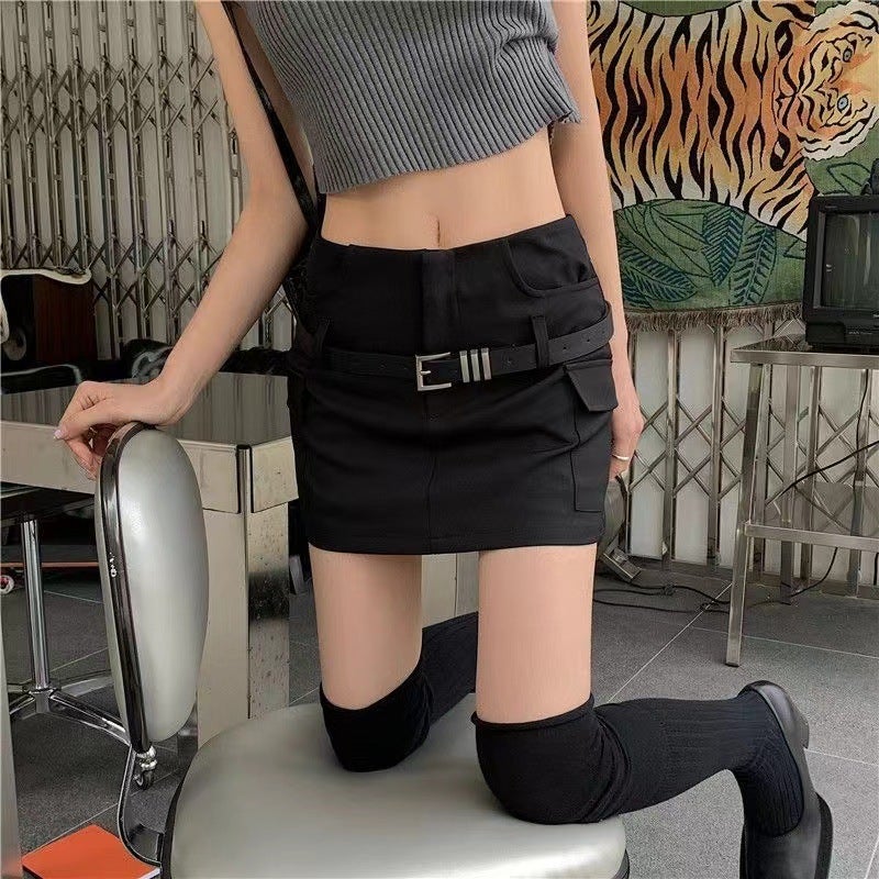 Gray High Waist Suit Skirt Vintage Skirt Slimming College All-Match Felon - Image 3