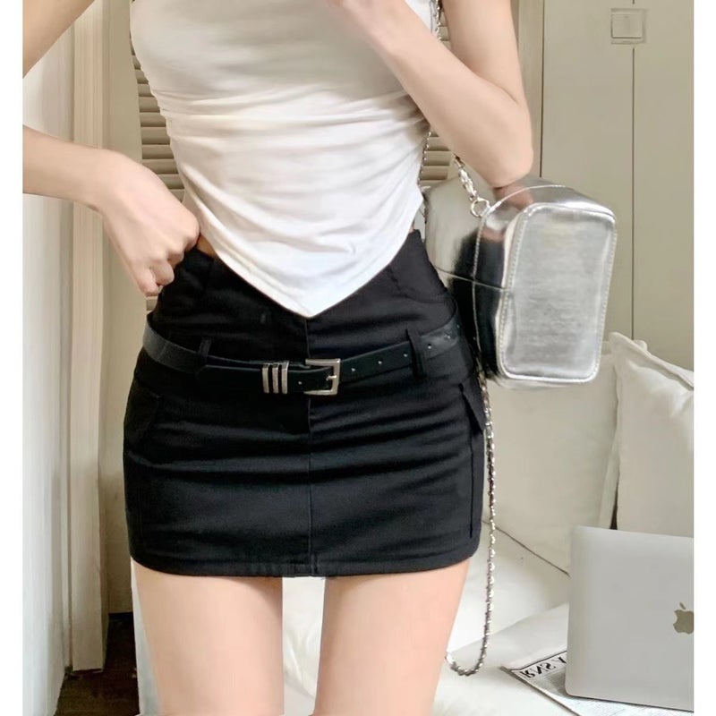 Gray High Waist Suit Skirt Vintage Skirt Slimming College All-Match Felon - Image 5