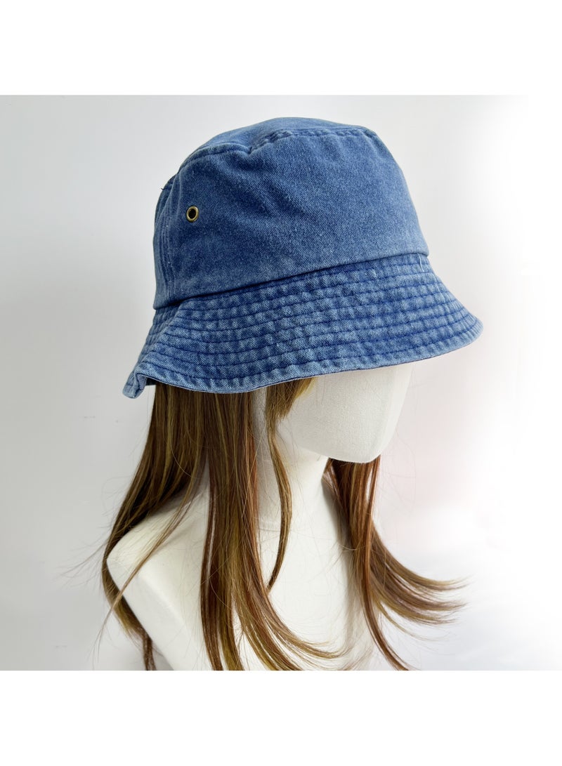 Generic Washed fisherman's hat Denim sun hat Outdoor sunscreen spray basin hat Fashion travel hat  - Image 5