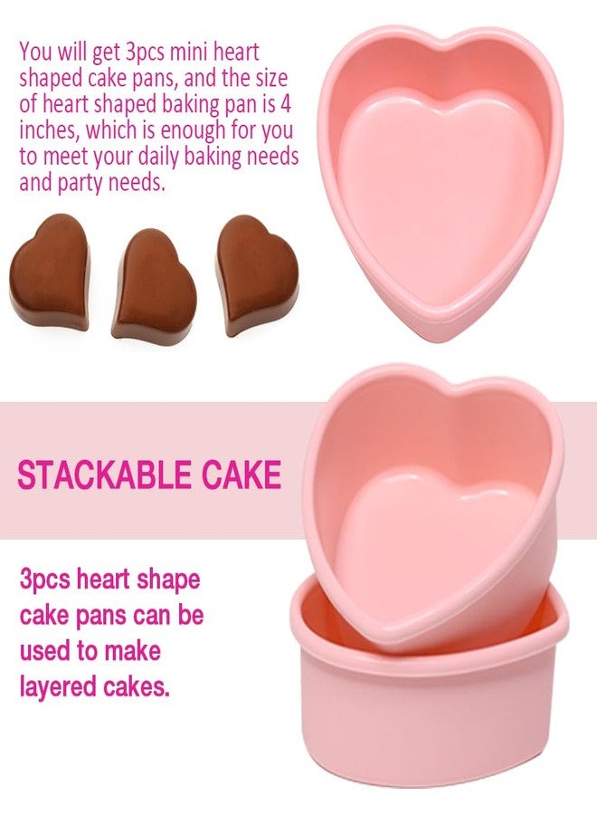 Pharamat Mini Silicone Heart Shape Cake Pan 3 Pack, 4 Inch Silicone Heart Cake Mold for Mini Cakes, Cheesecake, Pudding - Image 3