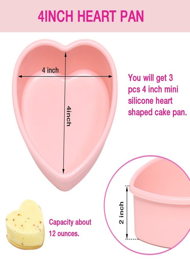 Pharamat Mini Silicone Heart Shape Cake Pan 3 Pack, 4 Inch Silicone Heart Cake Mold for Mini Cakes, Cheesecake, Pudding - Image 2