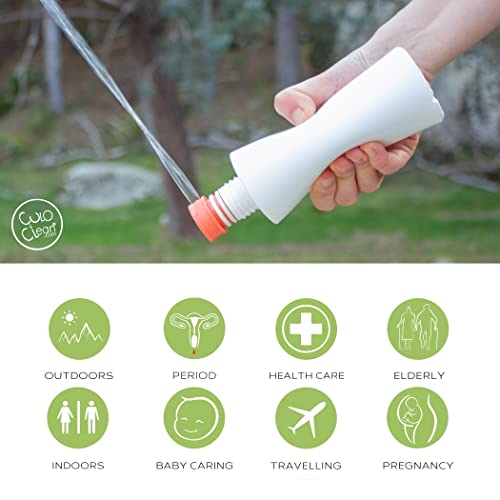 CuloClean.com CuloClean Portable Bidet for Toilet or Travel (Coral). Peri Bottle for Men and Women. Handheld Spray. Bath Essentials (CuloClean + Bottle, 1pcs Coral) - Image 2
