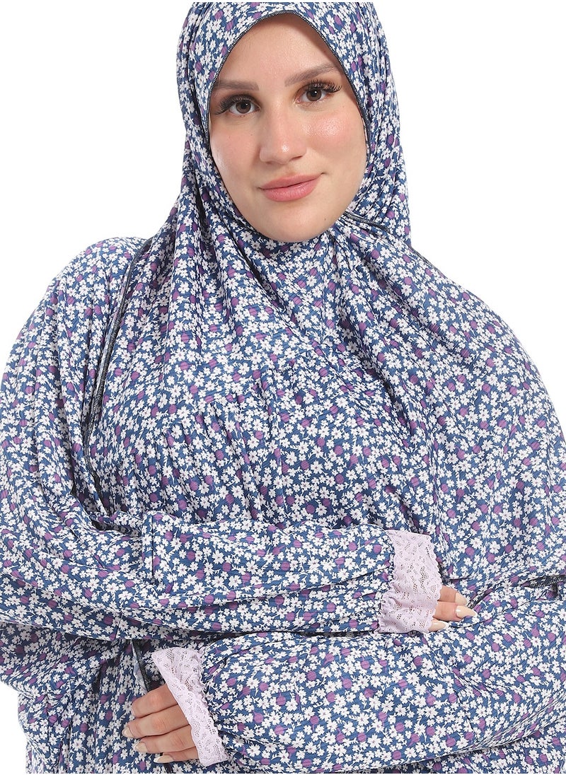 سيزار اسدال صلاة حريمي مزود بنقش ورد  - Image 4