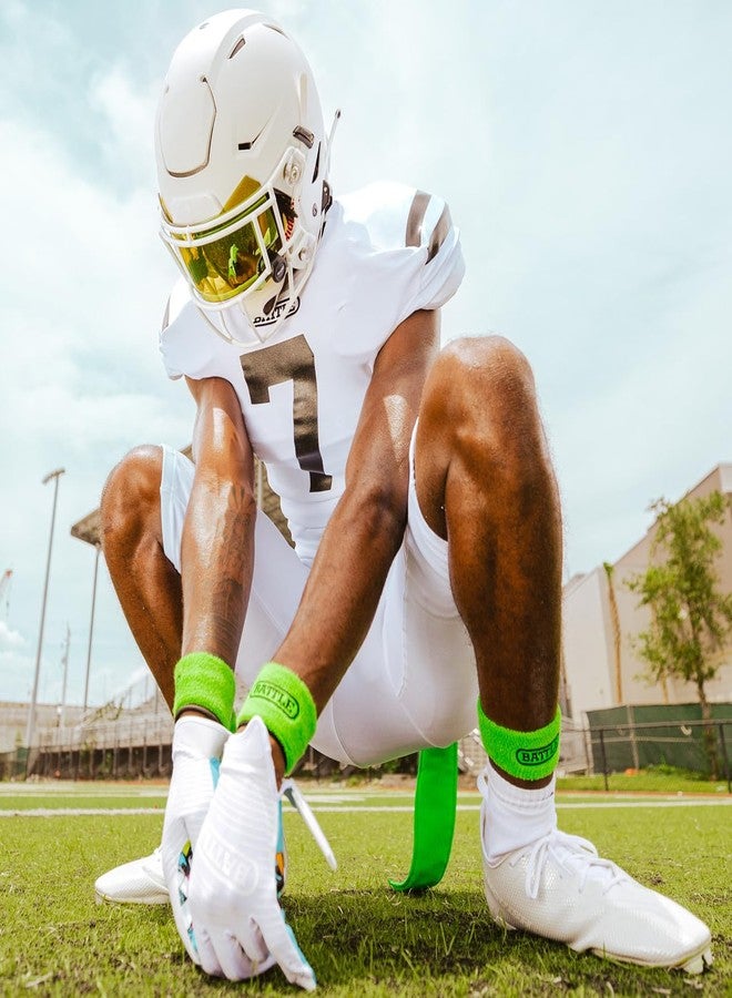 Battle Sports Thick Football Armbands- Wrist Bands for Football, High-Performance Bands with Ultra-Soft Material to Wick Away Sweat and Keep Hands Dry- Includes 2 Wrist Bands (White) - Image 2