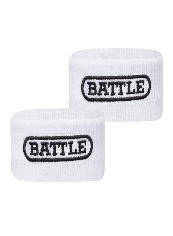 Battle Sports Thick Football Armbands- Wrist Bands for Football, High-Performance Bands with Ultra-Soft Material to Wick Away Sweat and Keep Hands Dry- Includes 2 Wrist Bands (White) - Image 1
