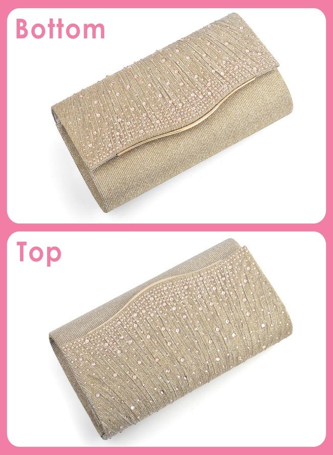 TINDTOP Clutch Purses for Women, Formal Evening Bags Suede Shoulder Envelope Party Handbags Wedding Cocktail Prom Clutches, C-gold - Image 5