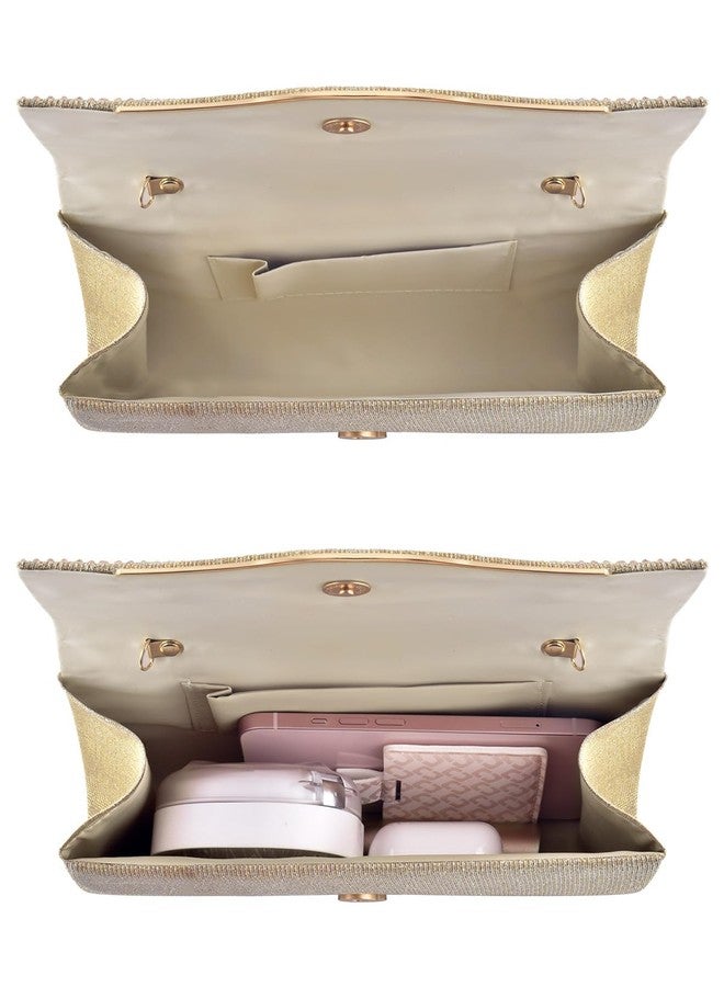 TINDTOP Clutch Purses for Women, Formal Evening Bags Suede Shoulder Envelope Party Handbags Wedding Cocktail Prom Clutches, C-gold - Image 4
