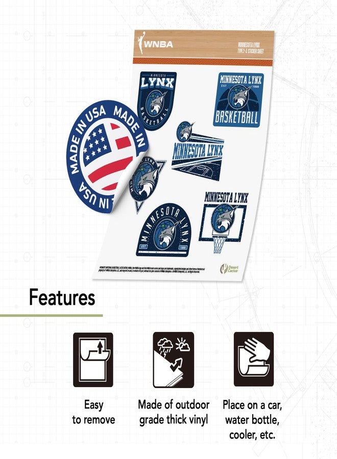 Desert Cactus Minnesota Lynx Sticker WNBA Women's National Basketball Association Officially Licensed Sticker Vinyl Decal Laptop Water Bottle Car Scrapbook (Type 2-3) - Image 2