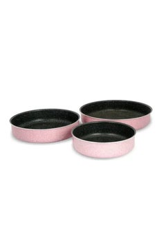 Rocky Rocky Pink Granite Trays Set 3 Pieces 26+30+34cm 