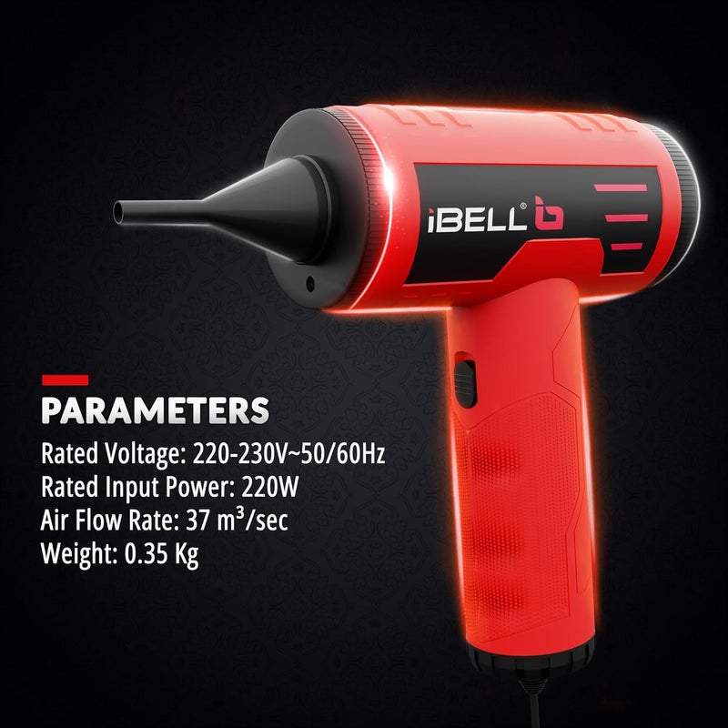 iBELL AD20-10 High-Efficiency Compressed Air Duster | 220W, 20,000-105,000 RPM | Brushless Powerful Motor with 3m Cord & Back Grille Protection | Lightweight Duster for Electronics and Inflatables Globally engineered build - Image 2