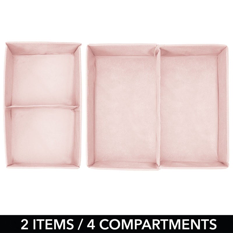mDesign Fabric Drawer Organizer Bins, Kids/Baby Nursery Dresser, Closet, Shelf, Playroom Organization, Hold Clothes, Toys, Diapers, Bibs, Blankets, Set of 2, 4 Pack, Pink/White Polka Dot - Image 4