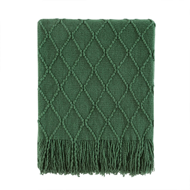 BOURINA Green Throw Blanket 50x60 Inches Throw Textured Solid Soft Sofa Couch Decorative Knit Blanket - Image 1