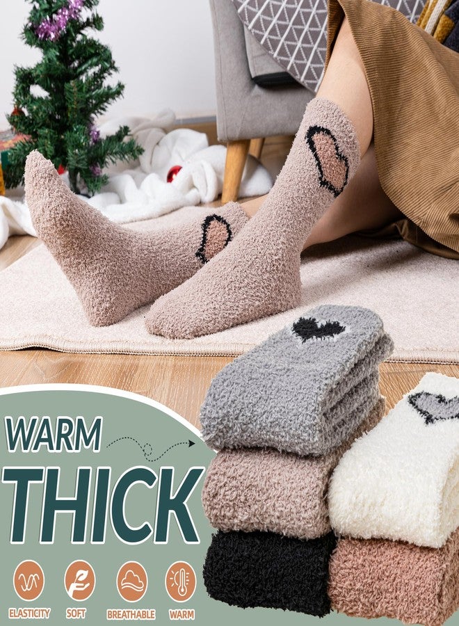 SeeyAN Womens Fuzzy Socks Fluffy Warm Slipper Winter Comfy Thermal Cozy Plush Sleep Home Cabin Socks (5 Pairs Heart) - Image 2