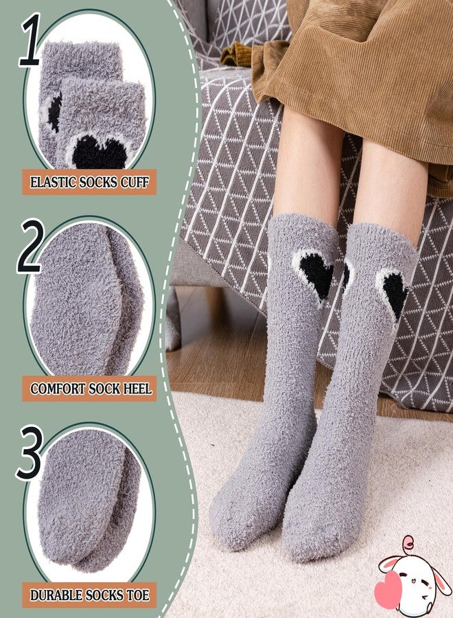 SeeyAN Womens Fuzzy Socks Fluffy Warm Slipper Winter Comfy Thermal Cozy Plush Sleep Home Cabin Socks (5 Pairs Heart) - Image 5
