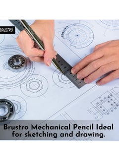 BRUSTRO BRUSTRO Mechanical Pencil Set | HB-20 leads, 2B-20 leads, Spare eraser- 8 units|Tip size- 0.5 mm |Ideal for Students,Adults, Home,School,Office,Stationery Use |Writing, Sketching, Drawing, Mandala Art  - Image 5