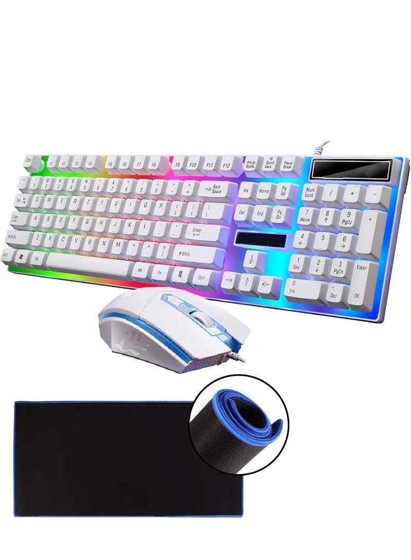 G21 Gaming Keyboard Set with LED Backlight, Mouse, and Mouse Pad – Model WT, White - Image 1