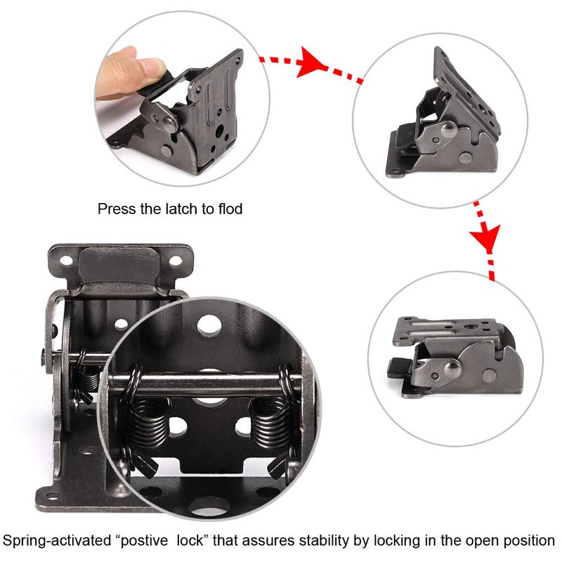 Skelang 2-Pack Folding Brackets, Lock Extension Hinge, Foldable Leg Brackets Hardware for Table, Workbench, Platform - Image 5