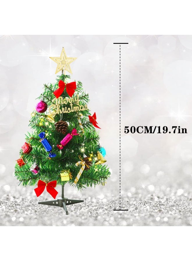 Chielor Mini Christmas Tree With LED Lights, 50cm Tabletop Christmas Tree With Decorated Gift Boxes, Hanging Ornaments and a Star Treetop Decor Tabletop Xmas Tree Decorations - Image 2