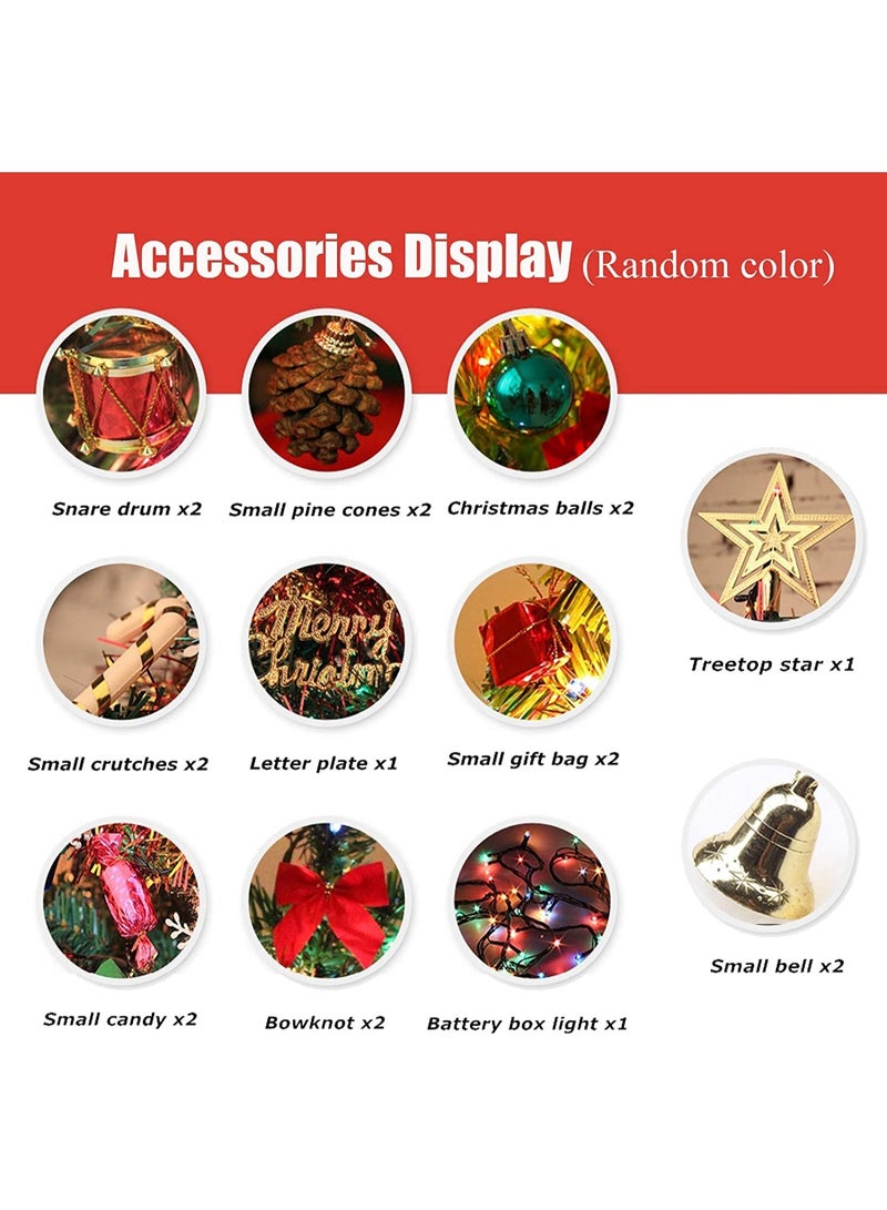 Chielor Mini Christmas Tree With LED Lights, 50cm Tabletop Christmas Tree With Decorated Gift Boxes, Hanging Ornaments and a Star Treetop Decor Tabletop Xmas Tree Decorations - Image 3