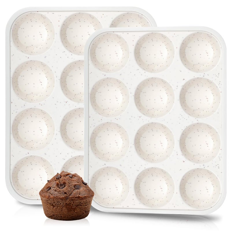 CAKETIME Silicone Muffin Pan Metal Reinforced Frame Regular Size Cupcake Pan Easy to Move Muffin Pans Nonstick 12 Cups for Baking 2