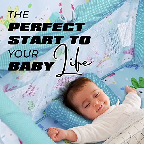 KIDBITKART Plastic Baby Cozy Cradle New Born Baby Sleep Swing Cradle/Jhula/Palna/Bed/Baby Bedding With Mosquito Protection Net,Cradle For 0-13 Months Baby Boys & Girls(Elephant Face Blue),Adjustable - Image 5