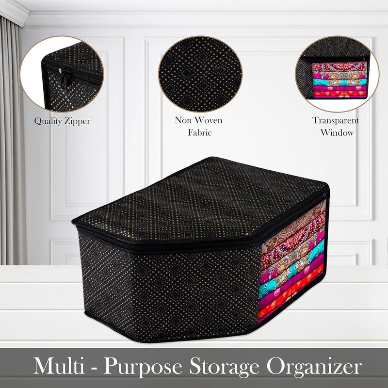 Homestic Homestic Blouse Cover Clothes Storage Bag Zipper Closure Wardrobe Organizers Clothes Organizer with Transparent Window GoldenDot Clothes Bag Pack of 9 Black  - Image 4