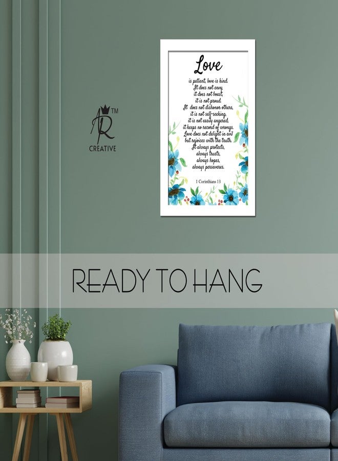 AR Creative Love Is Patient Love In Kind Bible Verse Wall Photo Framed Wall Poster, Bible Quotes Print with Frame, Home (13.6 inch x 10.2 inch) Multicolor (White Frame) - Image 3