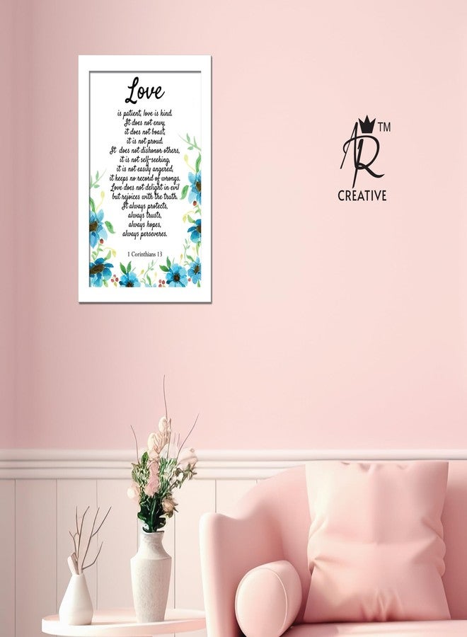 AR Creative Love Is Patient Love In Kind Bible Verse Wall Photo Framed Wall Poster, Bible Quotes Print with Frame, Home (13.6 inch x 10.2 inch) Multicolor (White Frame) - Image 2