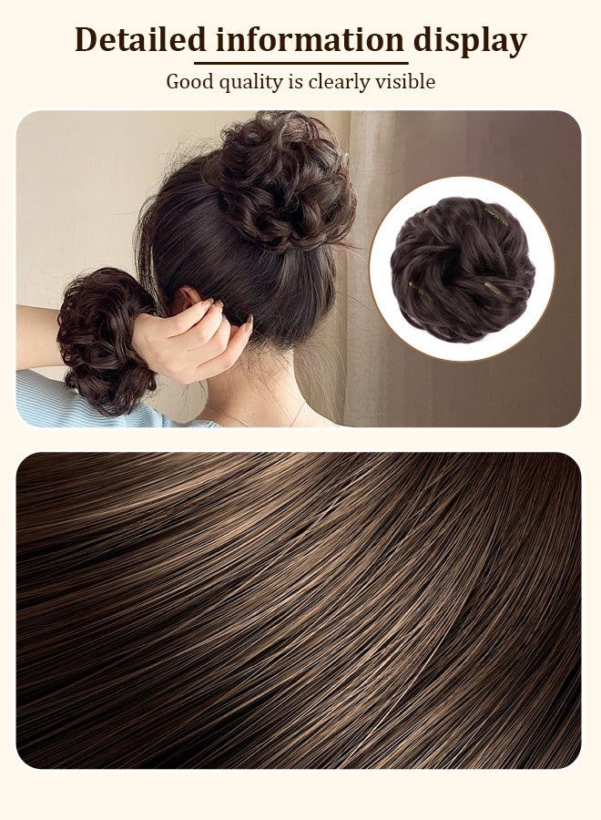 women's wig with a ball head made Ball Head Lifelike Imitation Hair Ring Elastic Rubber Band Flower Bud Head Hair Decoration Photo Studio Disk Head Fashion Wig Black  - Image 3