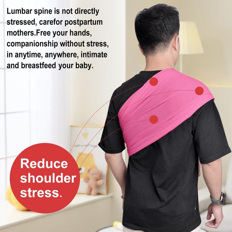 CUBY Water Baby Sling Carrier Lightweight Breathable Mesh Baby Wraps Carrier Adjustable Ring Sling Quick-Drying Baby Carriers Sling for Newborn Toddler Summer Swimming Pool Beach (Pink) - Image 5
