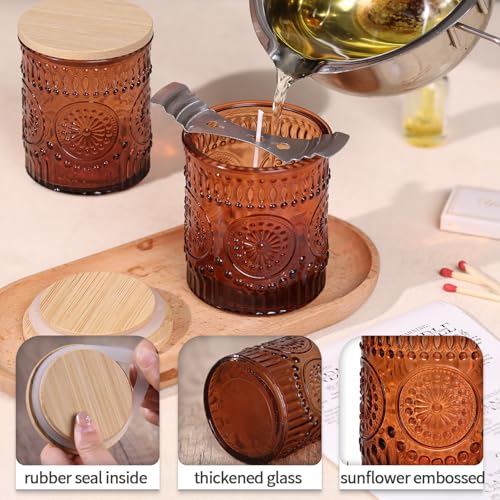 DARJEN 10 Pack Amber Candle Jars for Making Candles- 7.5 OZ Empty Glass Candle Making Jars with Bamboo Lids and Labels, Candle Making Supplies Candle Containers for Home DIY - Image 3