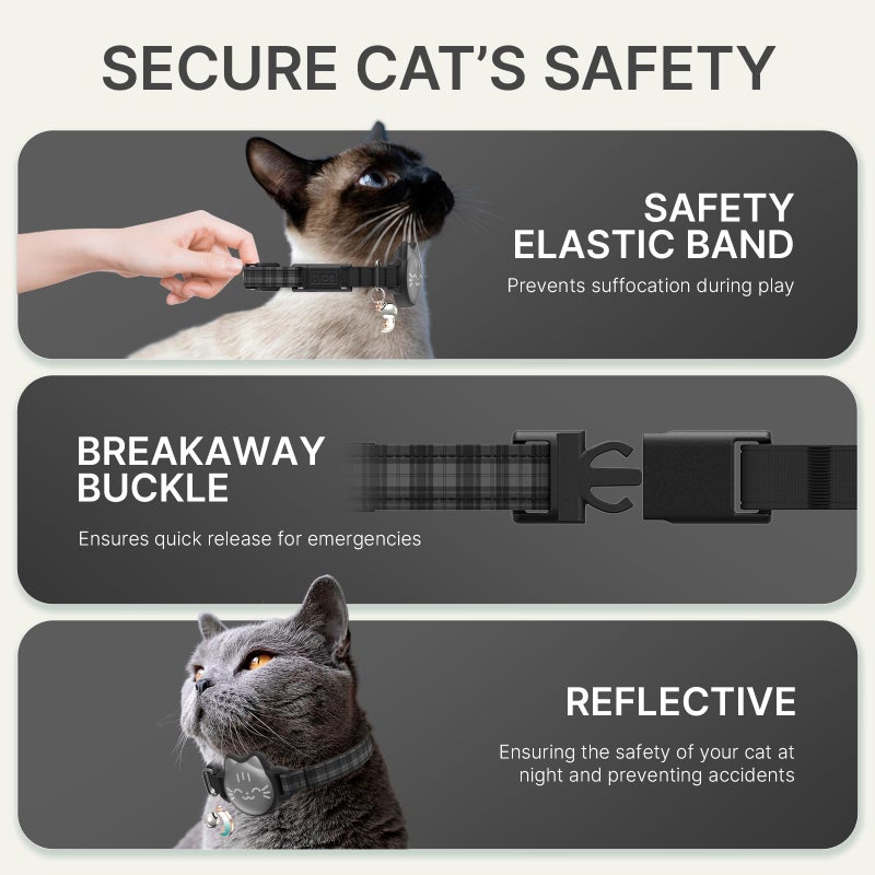 typecase Waterproof Airtag Cat Collar, Breakaway Cat Airtag Collar with Luminous & Reflective Fish Pattern, Lightweight Kitten Collars for Apple Air tag, Hidden GPS Tracker Holder for Cats, Kittens(9-13") - Image 5