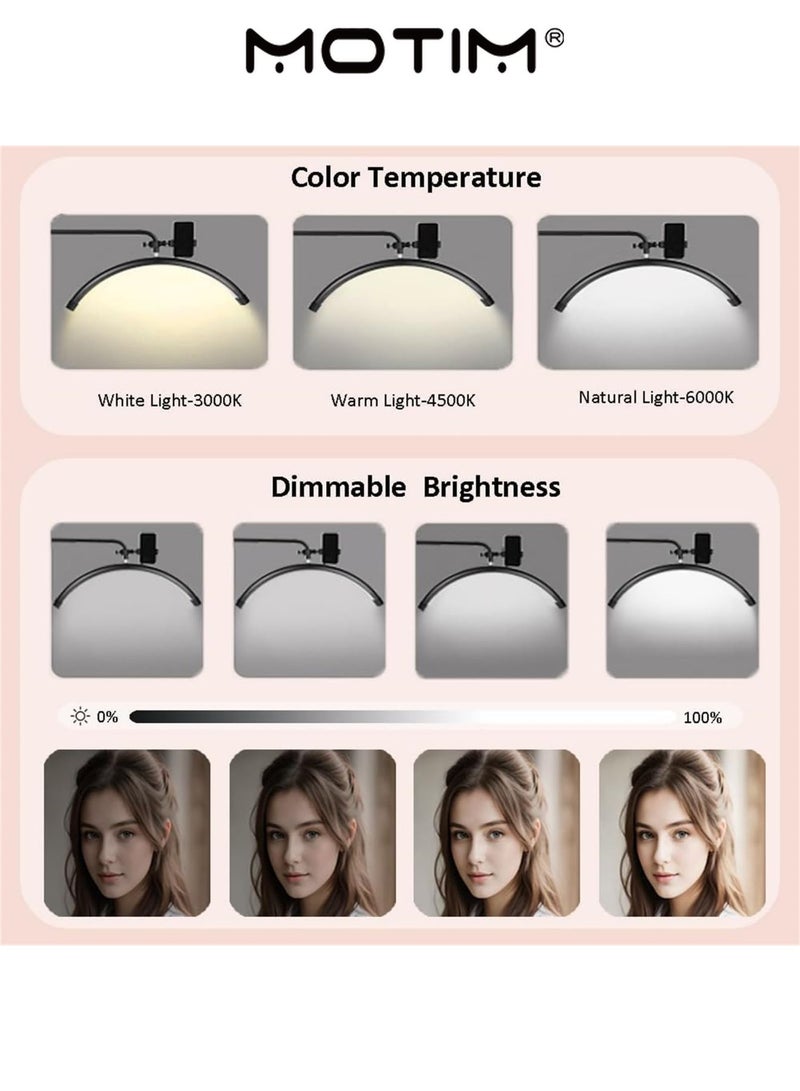 Motim Half Moon LED Floor Lamp Adjustable Color  Free Rotatable Head Remote Control Phone Holder Stable Base for Bedroom Office Salon - Image 3