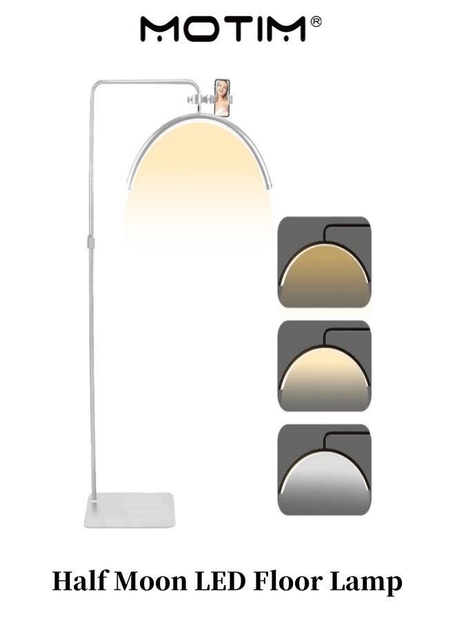Motim Half Moon LED Floor Lamp Adjustable Color  Free Rotatable Head Remote Control Phone Holder Stable Base for Bedroom Office Salon - Image 1