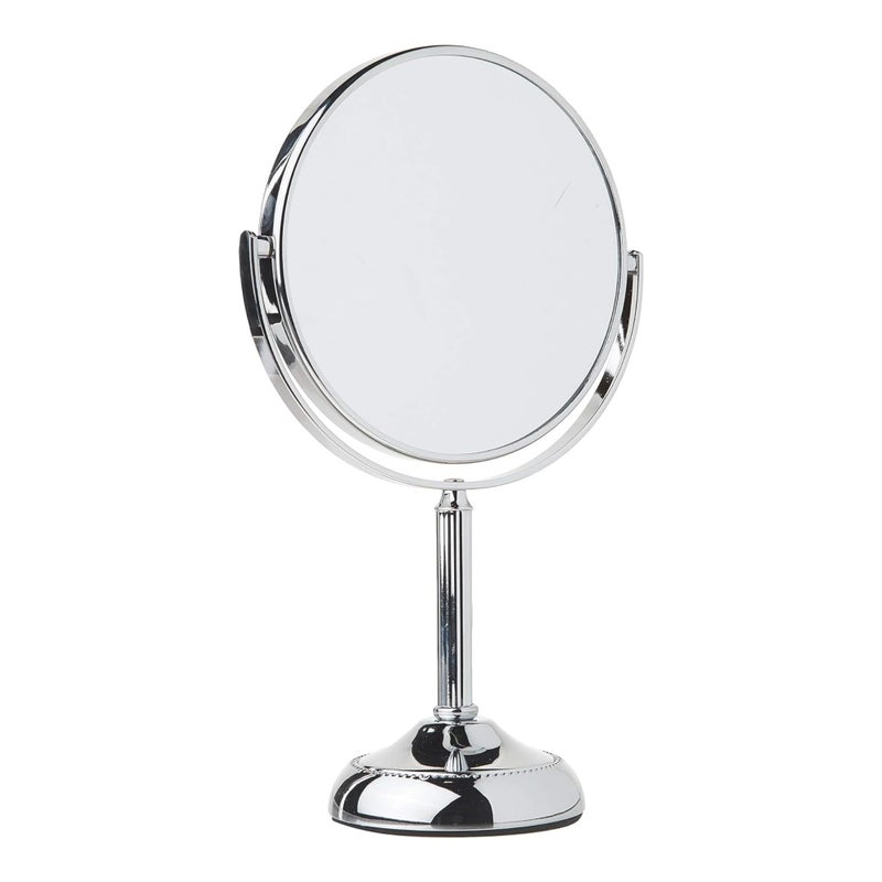 JERDON TwoSided Tabletop Makeup Vanity Mirror 10X1X Magnification Swivel Design 6Inch Diameter Portable Mirror Polished Chrome Finish Model JP910CB