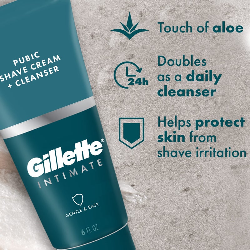 Gillette جيلت Intimate 2 في 1 كريم حلاقة المناطق الحساسة + منظف، تركيبة لطيفة، مصممة لشعر وبشرة المناطق الحساسة، مع الألوة، خالي من البارابين (177 مل) - Image 2