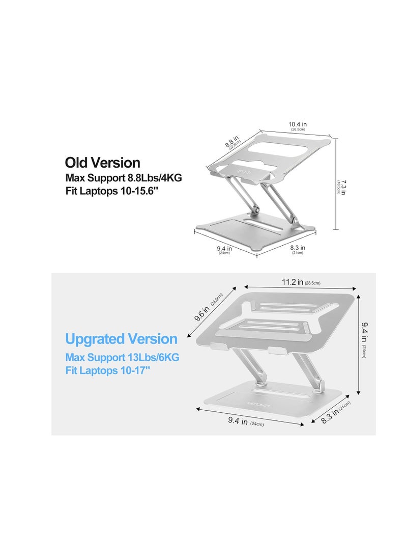 Adjustable Aluminum Laptop Desk Stand Notebook Holder Compatible with Mac Air Pro Ultra and All 11-17 Inch Devices (Silver)  - Image 3