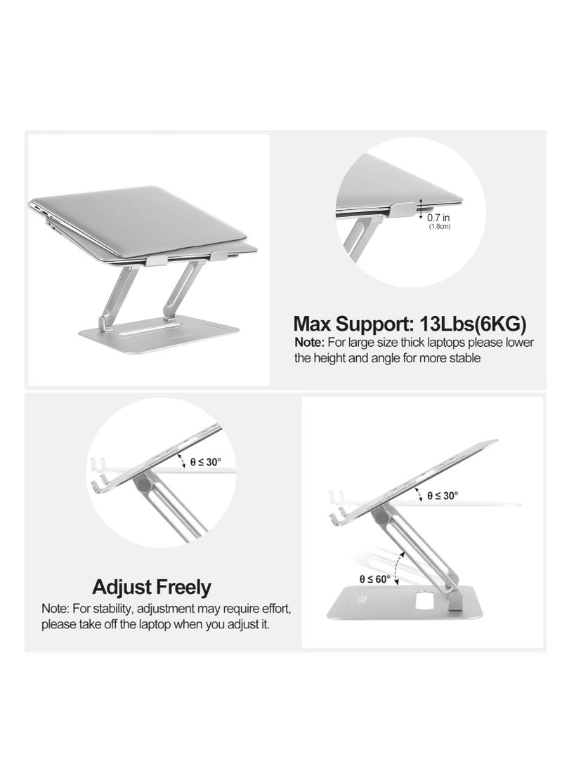 Adjustable Aluminum Laptop Desk Stand Notebook Holder Compatible with Mac Air Pro Ultra and All 11-17 Inch Devices (Silver)  - Image 5